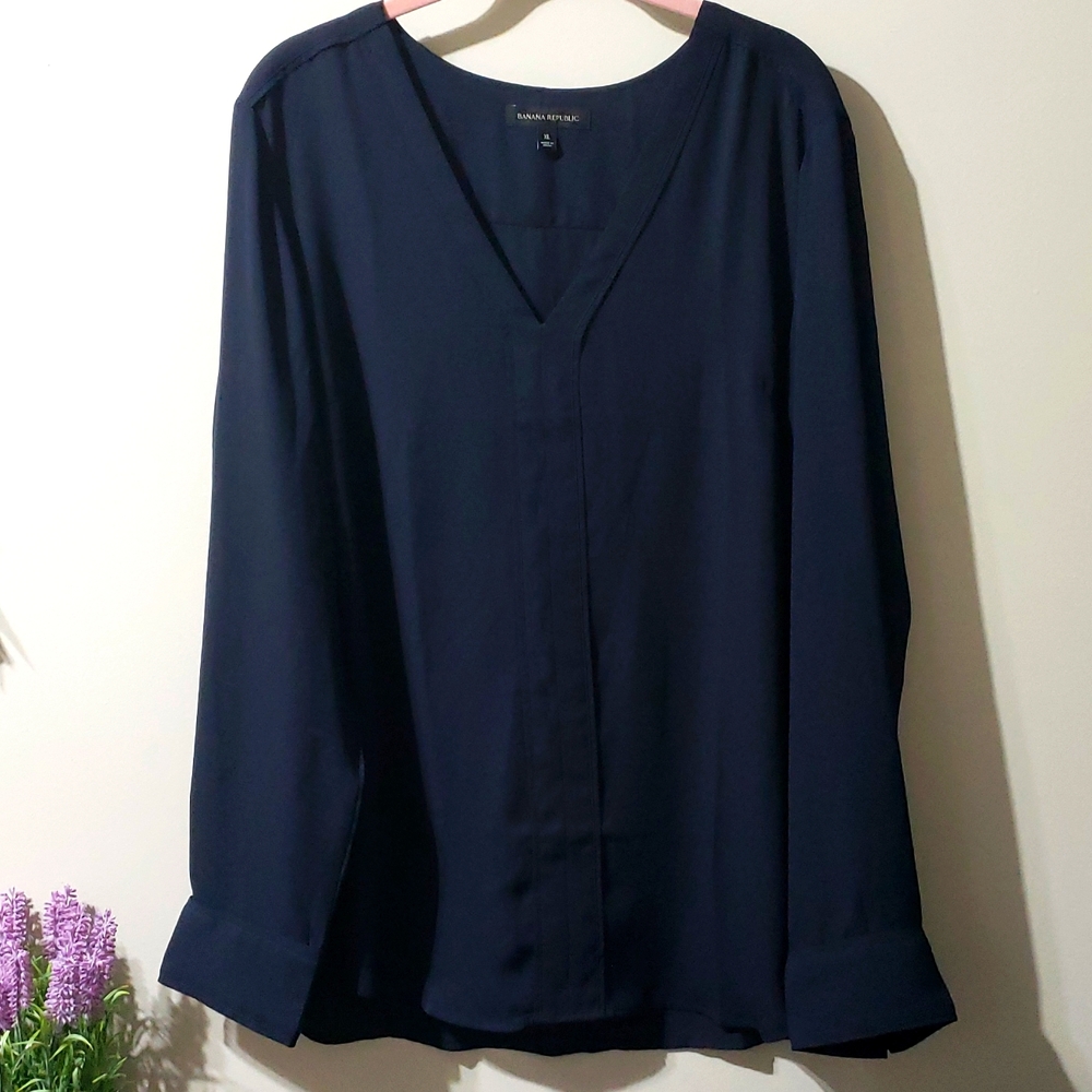 Sheer navy XL Banana Republic dress top